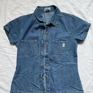 Vintage Blue denim button up shirt